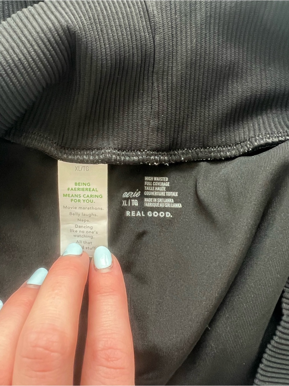 aerie High-Waisted Black Ribbed Crossover Shorts - Picture 3 of 3